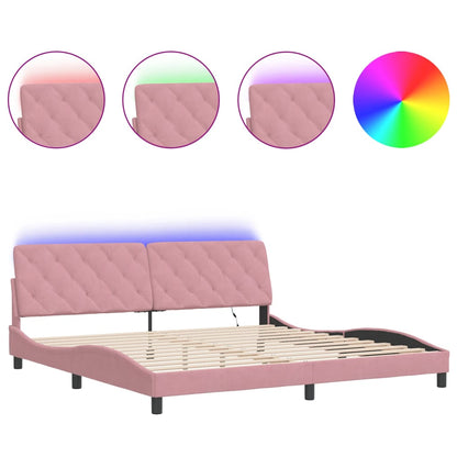 Giroletto con Luci LED Rosa 200x200 cm in Velluto