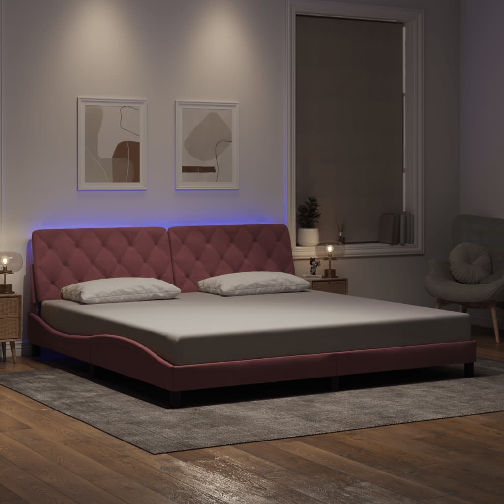 Giroletto con Luci LED Rosa 200x200 cm in Velluto