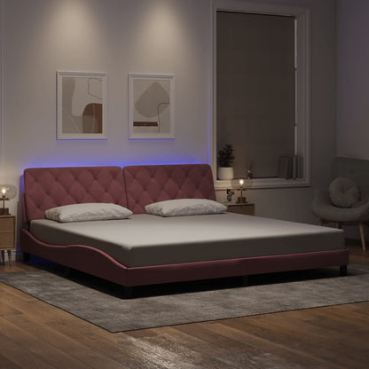 Giroletto con Luci LED Rosa 200x200 cm in Velluto
