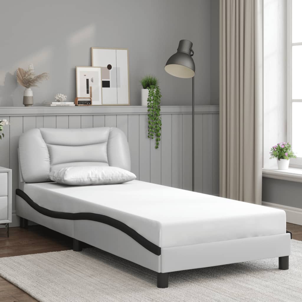 Giroletto con Luci LED Bianco e Nero 90x190 cm in Similpelle