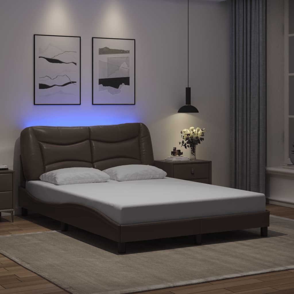 Giroletto con Luci LED Marrone 120x200 cm in Similpelle