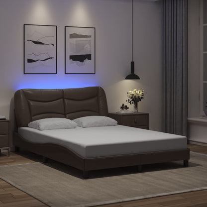 Giroletto con Luci LED Marrone 120x200 cm in Similpelle