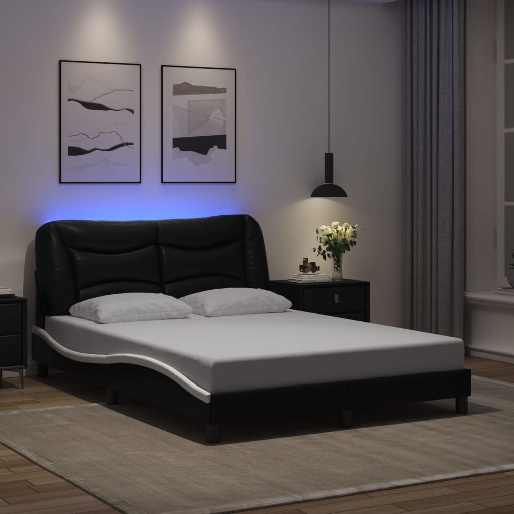 Giroletto con Luci LED Nero e Bianco 120x200 cm in Similpelle