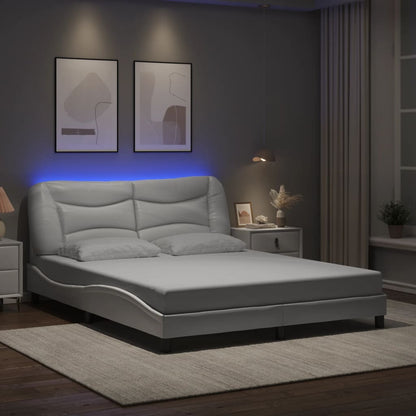 Giroletto con Luci LED Bianco 160x200 cm in Similpelle