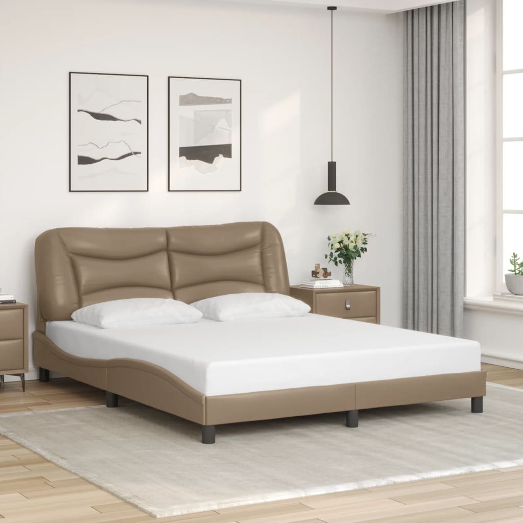Giroletto con Luci LED Cappuccino 160x200 cm in Similpelle