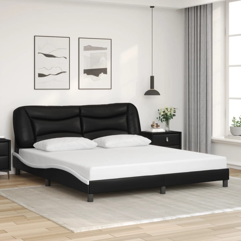 Giroletto con LED senza Materasso Nero e Bianco 180x200 cm