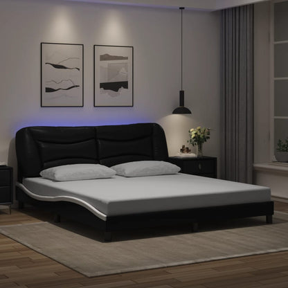 Giroletto con LED senza Materasso Nero e Bianco 180x200 cm