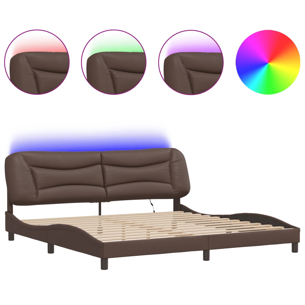 Giroletto con Luci LED Marrone 200x200 cm in Similpelle