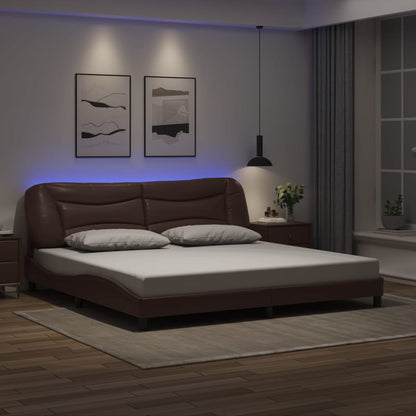 Giroletto con Luci LED Marrone 200x200 cm in Similpelle