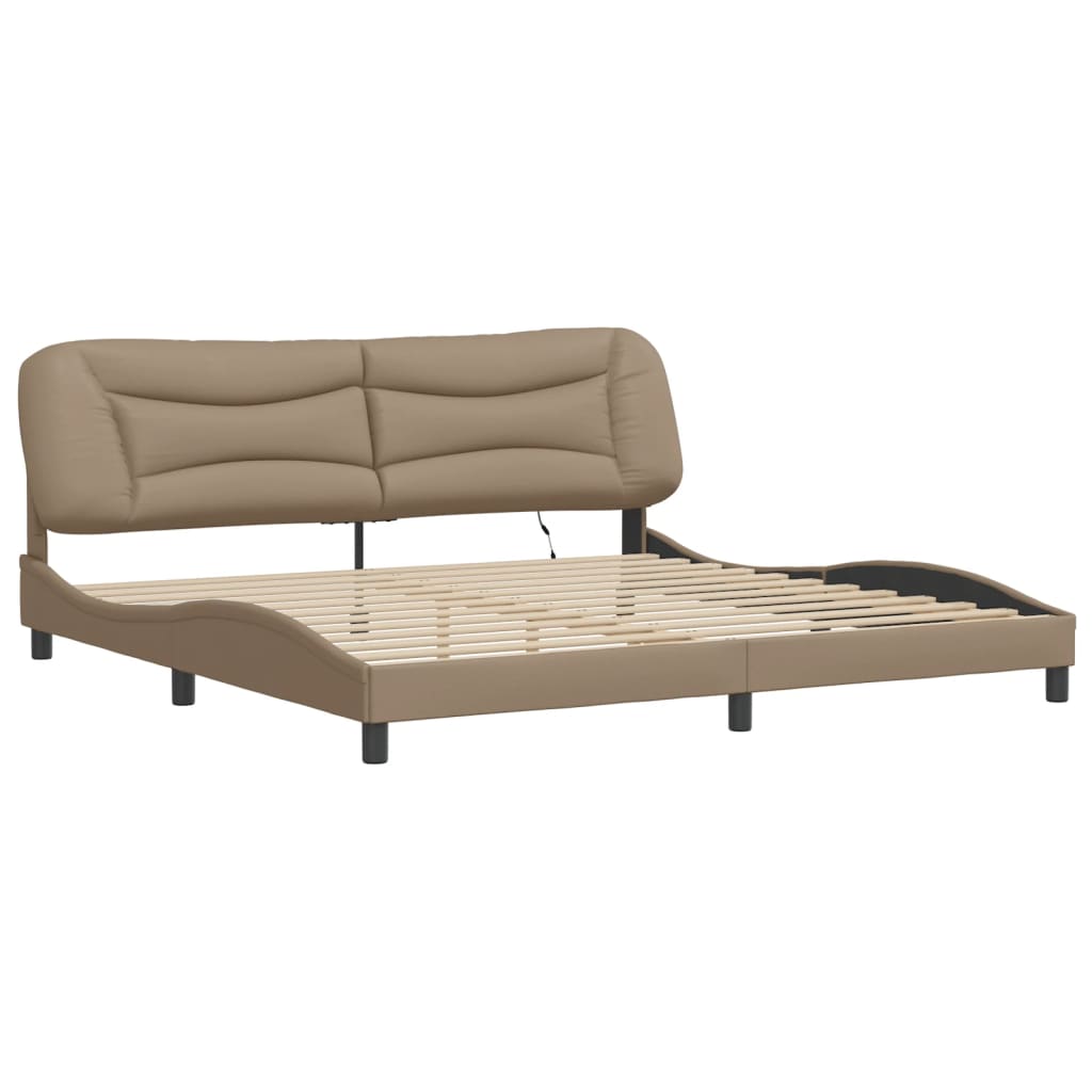 Giroletto con Luci LED Cappuccino 200x200 cm in Similpelle