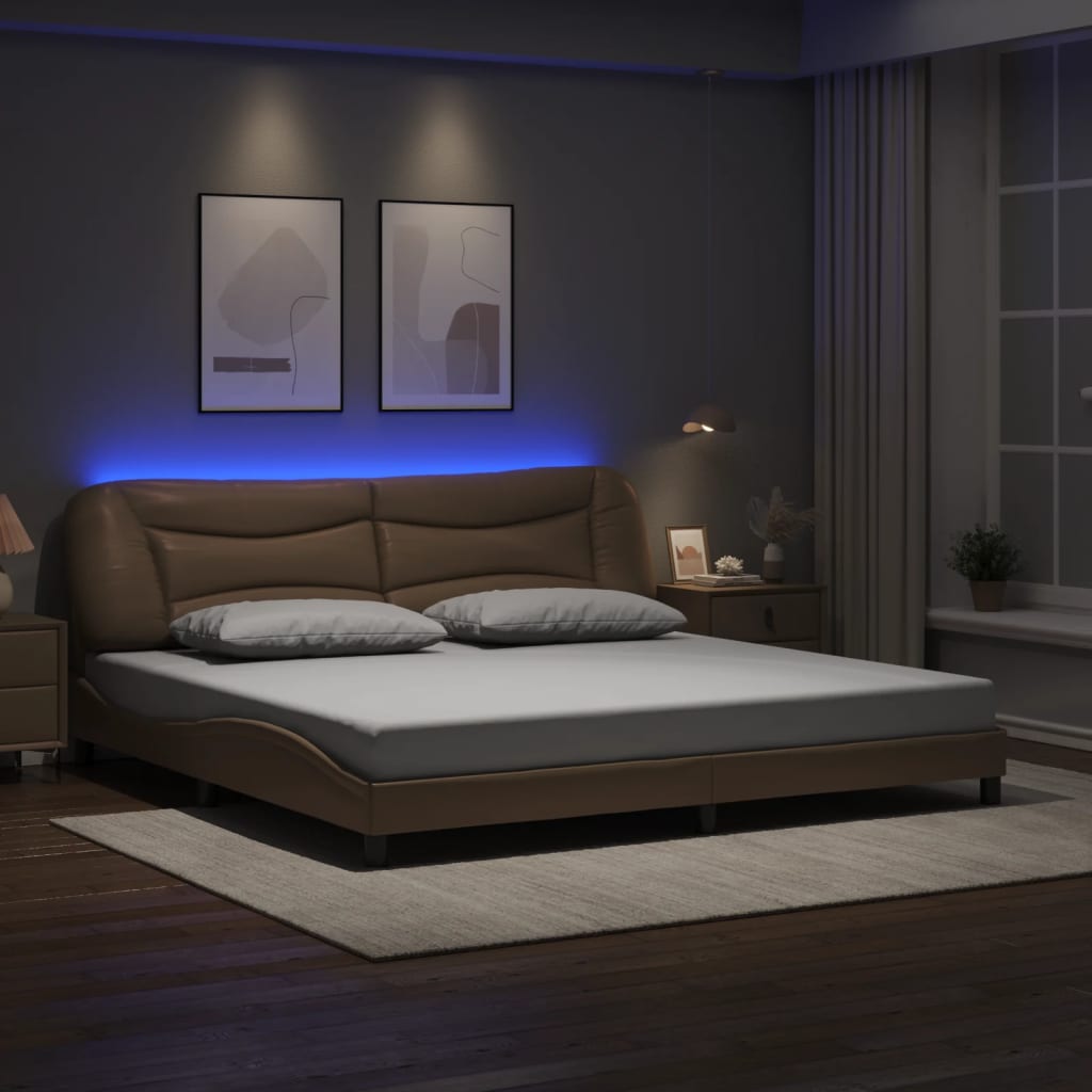 Giroletto con Luci LED Cappuccino 200x200 cm in Similpelle