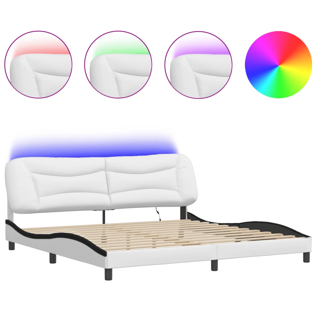 Giroletto con Luci LED Bianco e Nero 200x200 cm in Similpelle