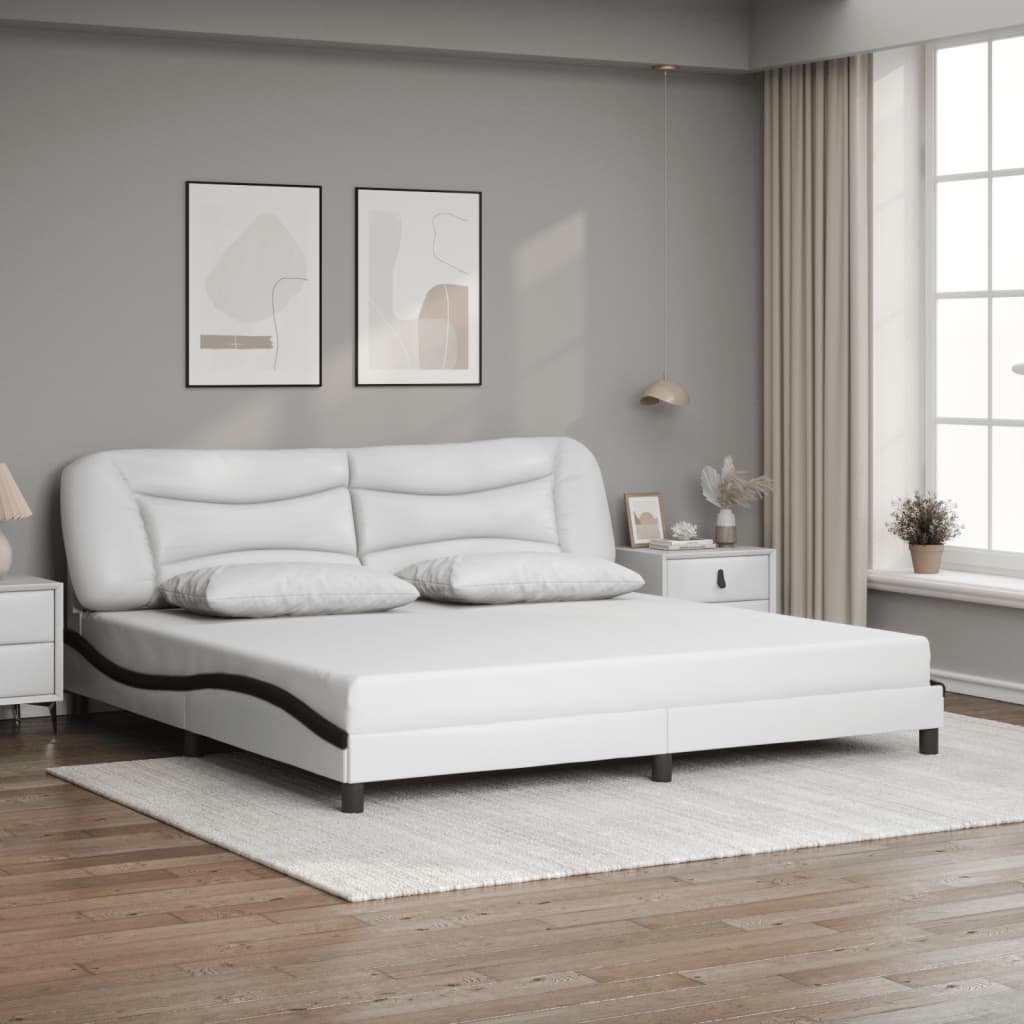 Giroletto con Luci LED Bianco e Nero 200x200 cm in Similpelle