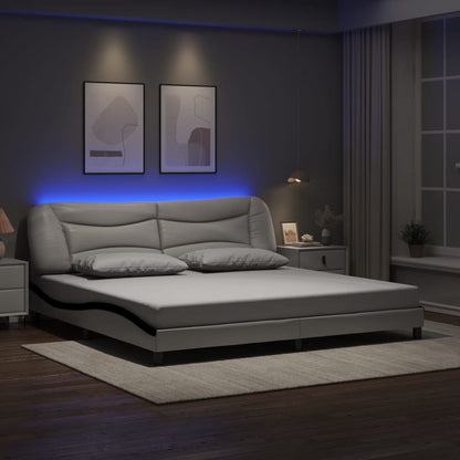 Giroletto con Luci LED Bianco e Nero 200x200 cm in Similpelle
