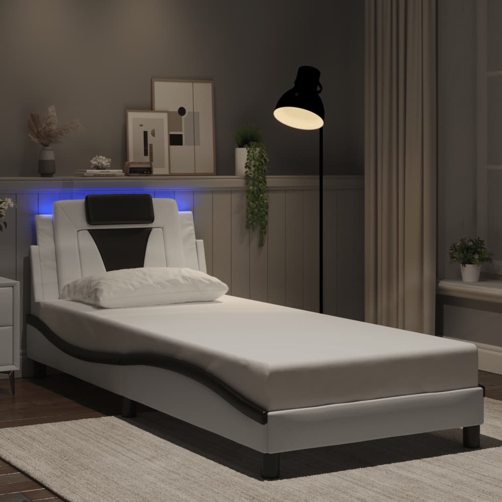 Giroletto Viana con LED senza Materasso Bianco e Nero 80x200 cm