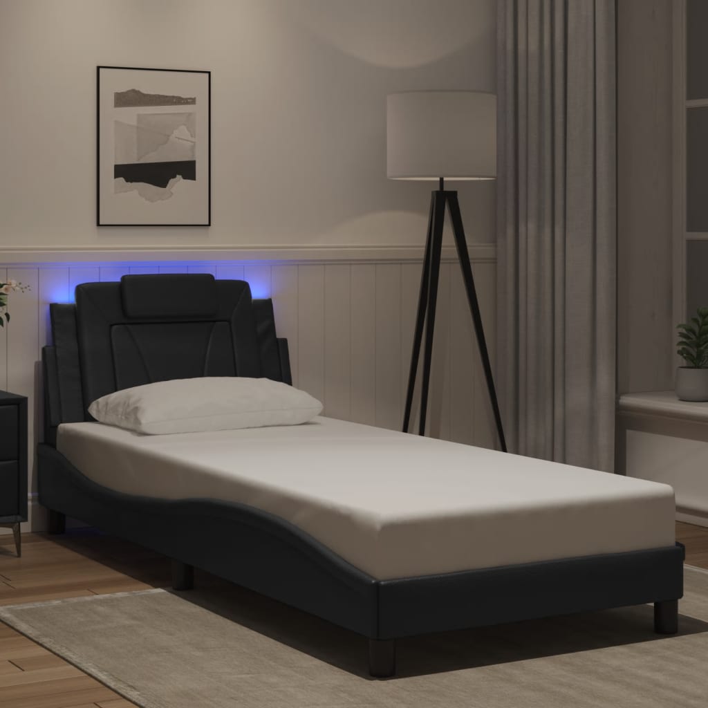 Giroletto Viana con LED senza Materasso Nero 90x190 cm
