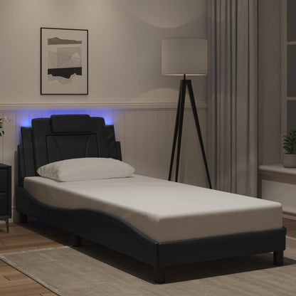 Giroletto Viana con LED senza Materasso Nero 90x190 cm