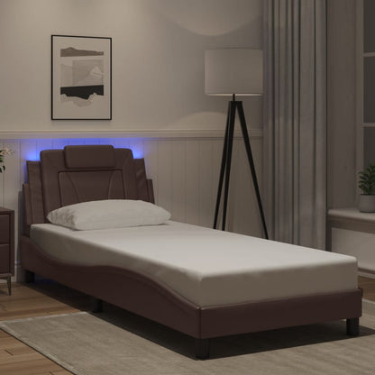 Giroletto Viana con LED senza Materasso Marrone 90x190 cm