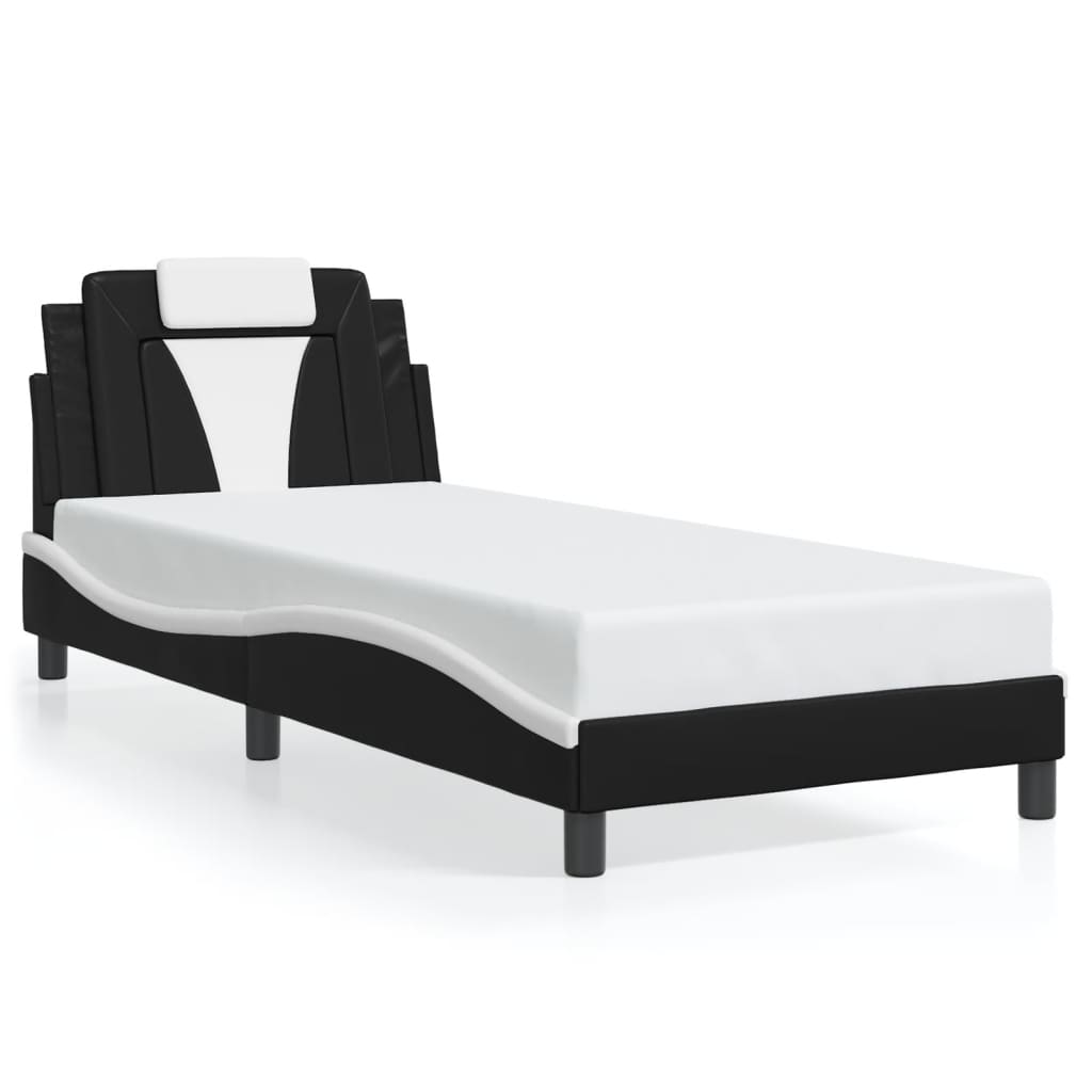 Giroletto Viana con LED senza Materasso Nero e Bianco 90x190 cm