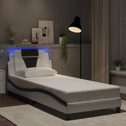 Giroletto con Luci LED Bianco e Nero 90x190 cm in Similpelle