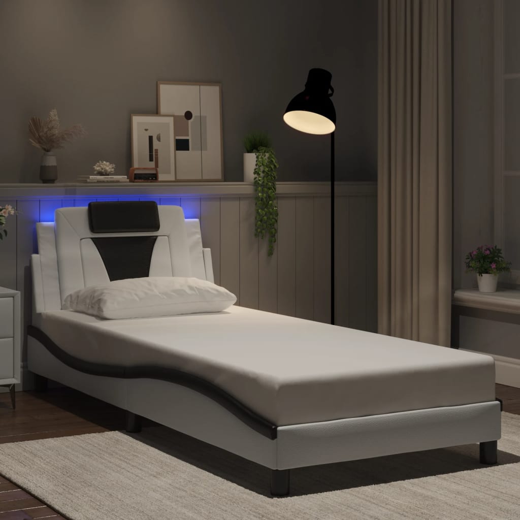 Giroletto Viana con LED senza Materasso Bianco e Nero 90x190 cm
