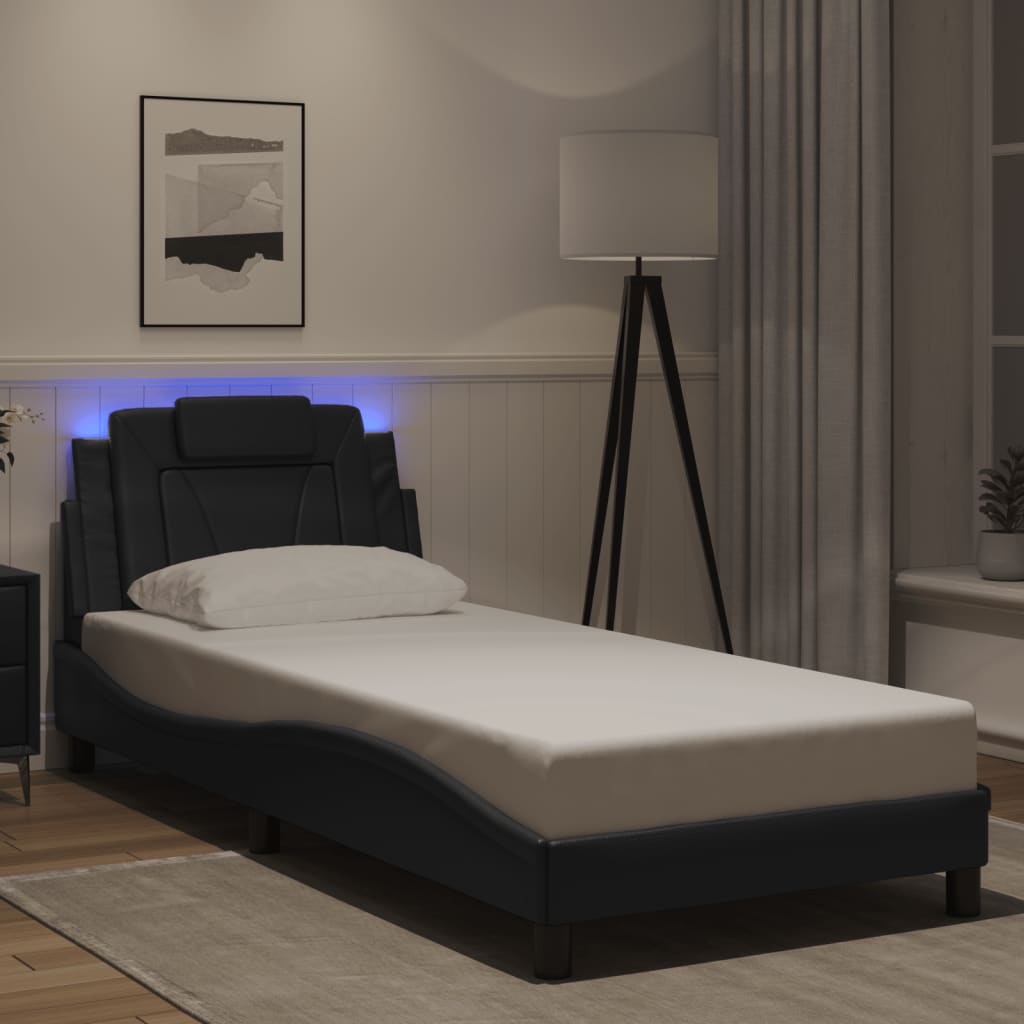 Giroletto Viana con LED senza Materasso Nero 90x200 cm