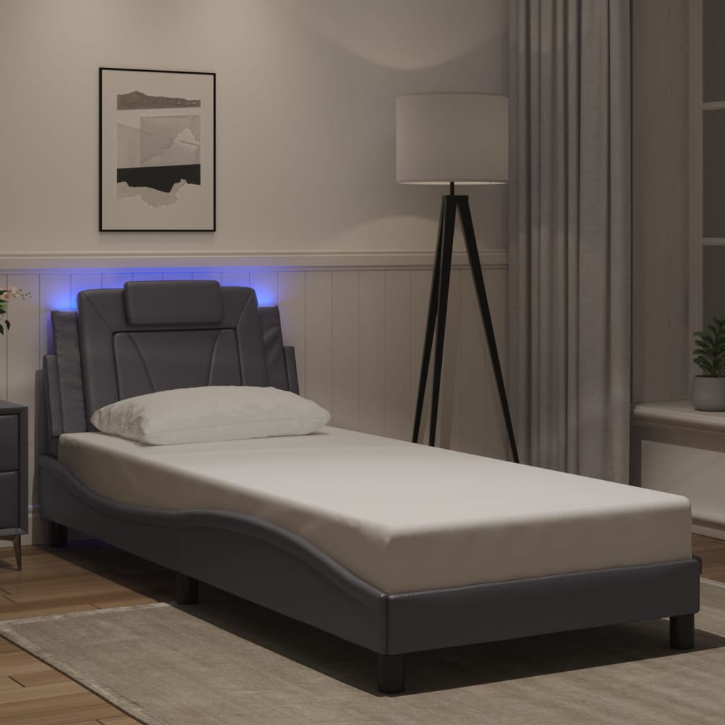 Giroletto con Luci LED Grigio 90x200 cm in Similpelle
