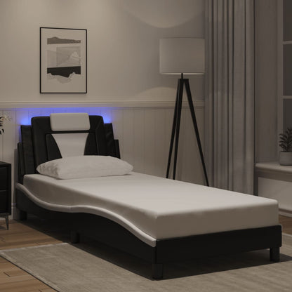 Giroletto Viana con LED senza Materasso Nero e Bianco 90x200 cm