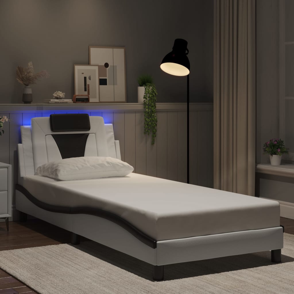 Giroletto Viana con LED senza Materasso Bianco e Nero 90x200 cm