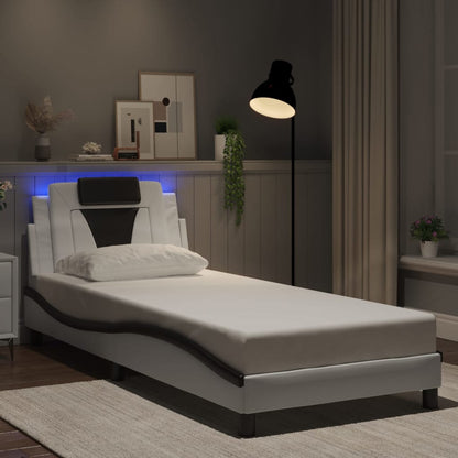 Giroletto Viana con LED senza Materasso Bianco e Nero 90x200 cm