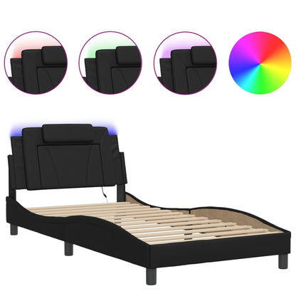 Giroletto Viana con LED senza Materasso Nero 100x200 cm
