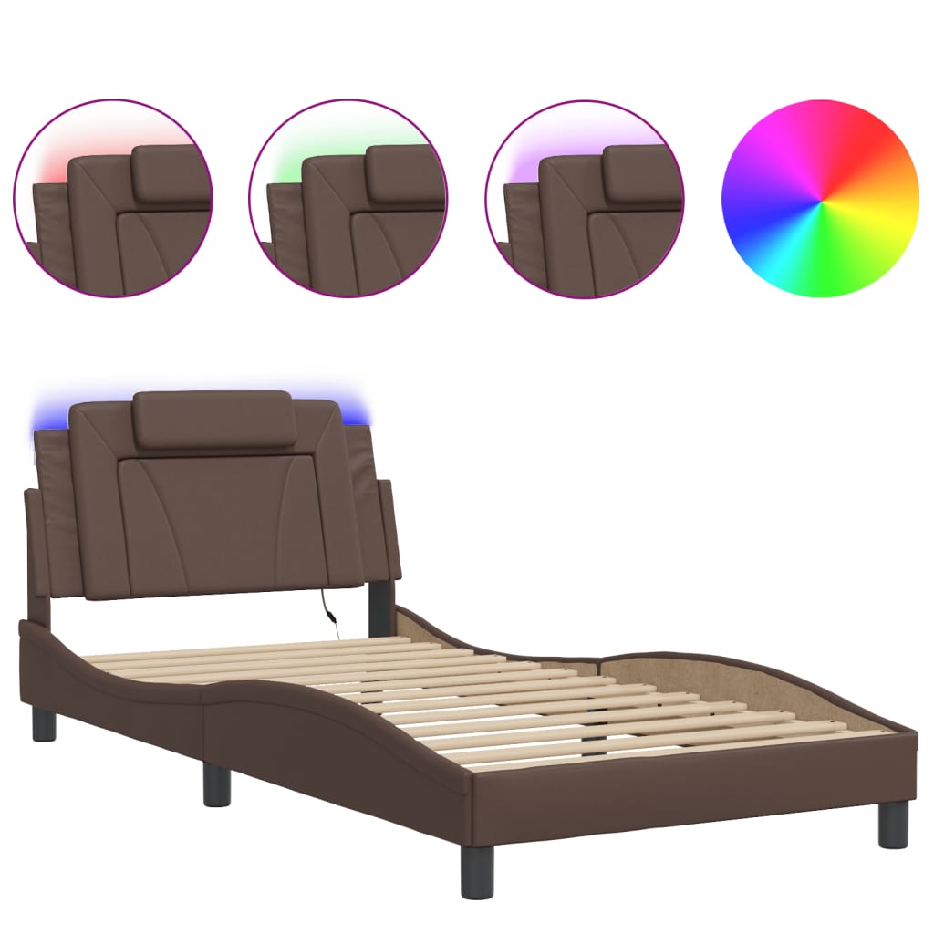 Giroletto Viana con LED senza Materasso Marrone 100x200 cm