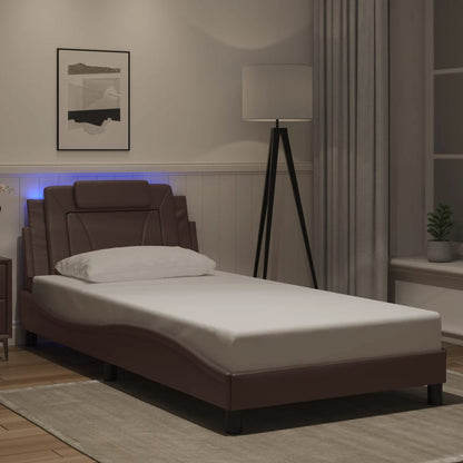 Giroletto Viana con LED senza Materasso Marrone 100x200 cm