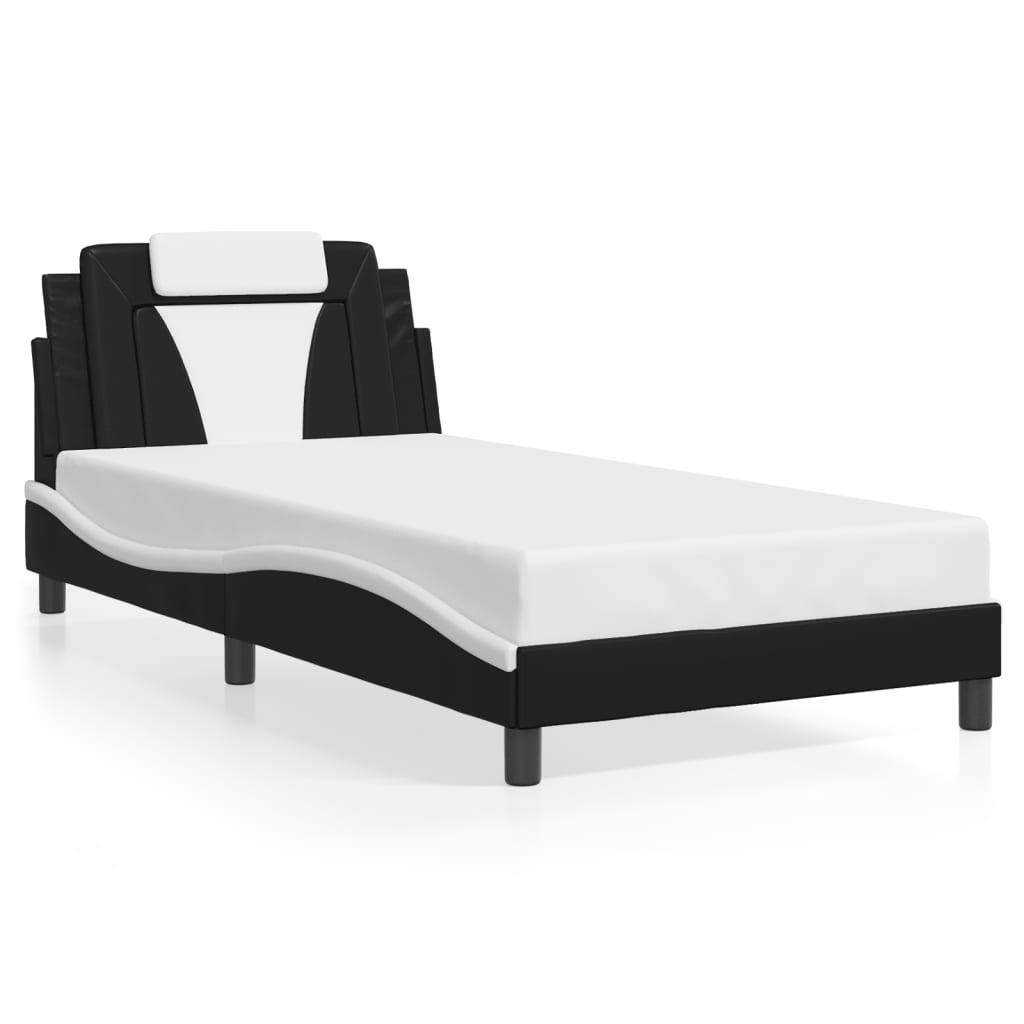 Giroletto Viana con LED senza Materasso Nero e Bianco 100x200 cm