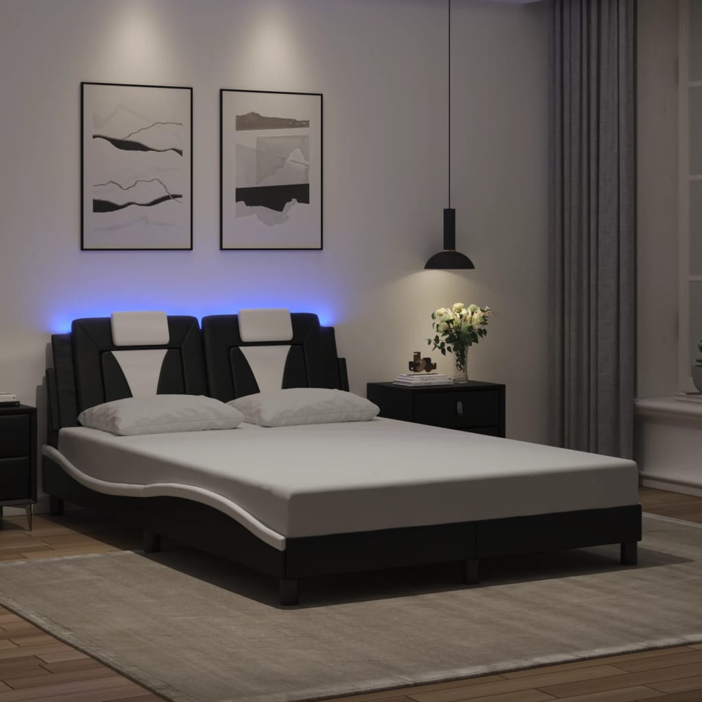 Giroletto Viana con LED senza Materasso Nero e Bianco 120x200 cm