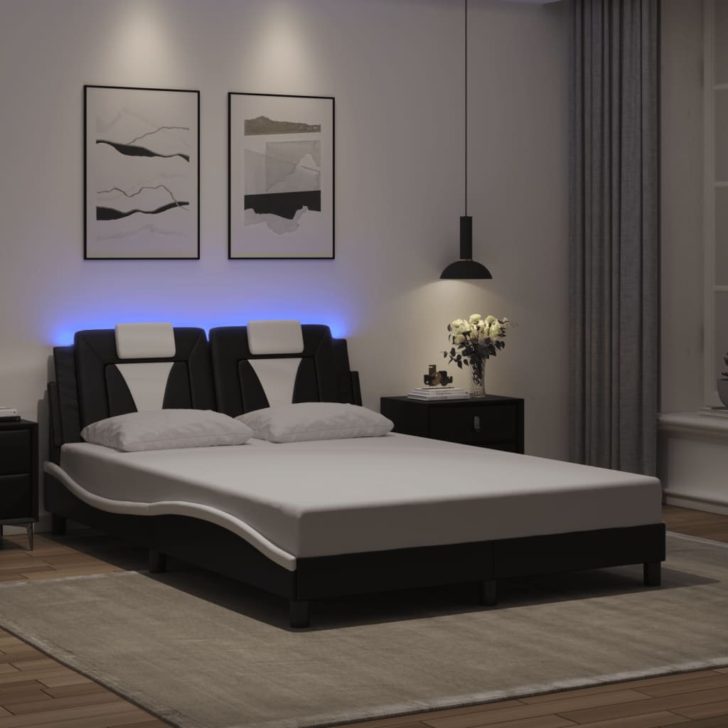 Giroletto Viana con LED senza Materasso Nero e Bianco 140x190 cm