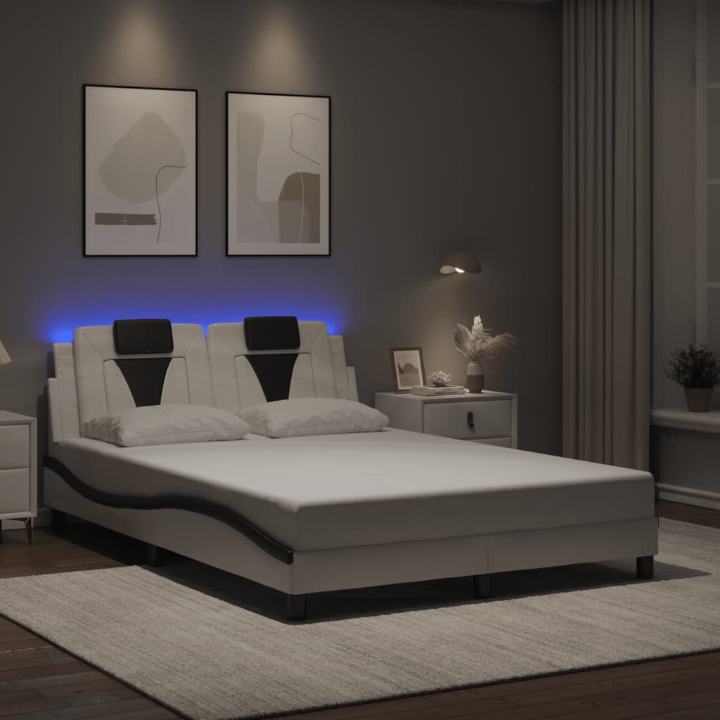Giroletto Viana con LED senza Materasso Bianco e Nero 140x190 cm