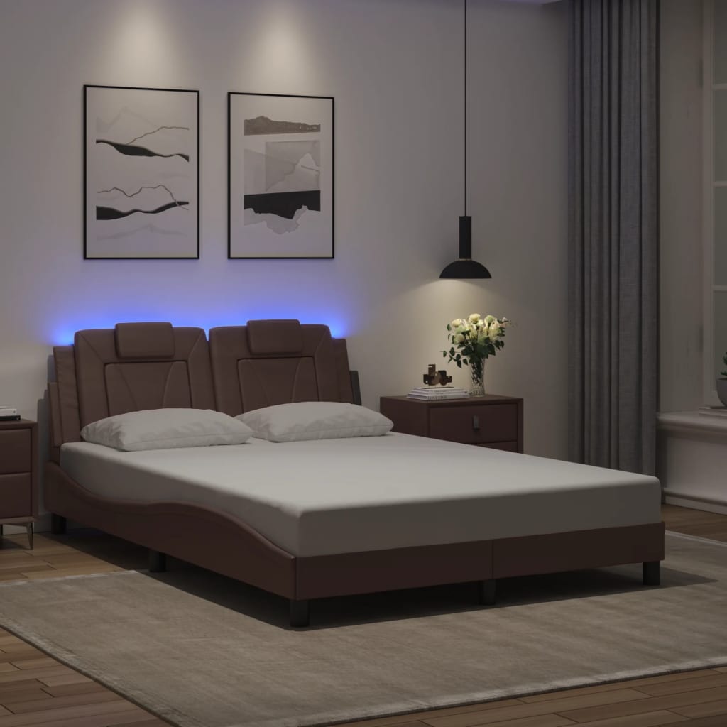 Giroletto Viana con LED senza Materasso Marrone 140x200 cm