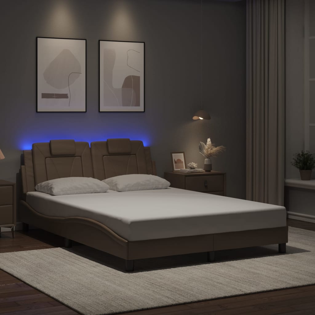 Giroletto con Luci LED Cappuccino 140x200 cm in Similpelle