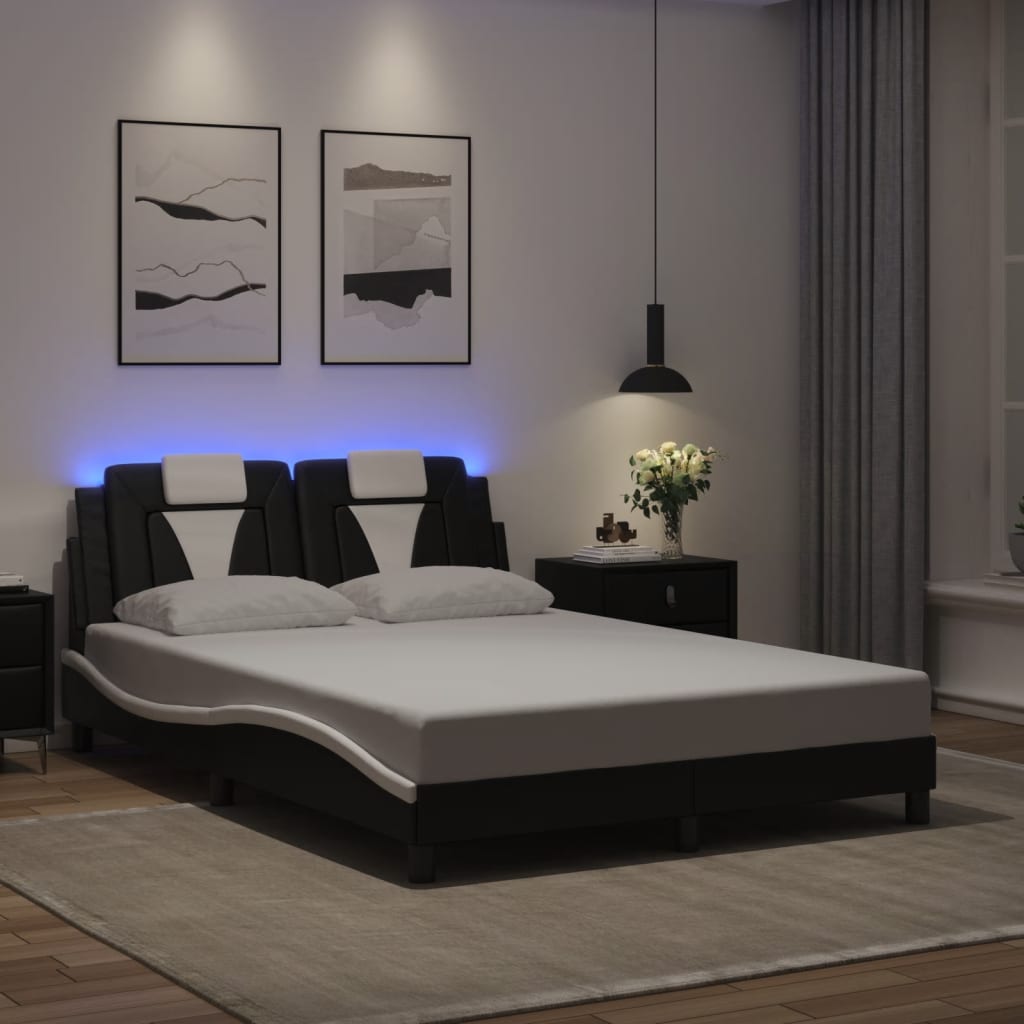 Giroletto con Luce LED Nero e Bianco 140x200 cm in Similpelle