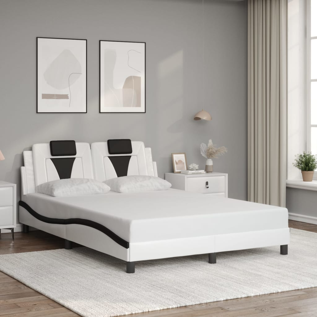 Giroletto con Luce LED Bianco e Nero 140x200 cm in Similpelle