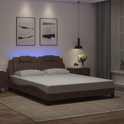 Giroletto Viana con LED senza Materasso Marrone 160x200 cm