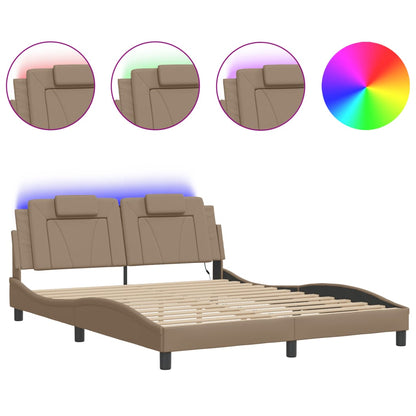 Giroletto con Luci LED Cappuccino 160x200 cm in Similpelle