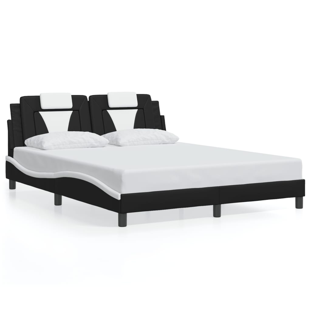 Giroletto Viana con LED senza Materasso Nero e Bianco 160x200 cm