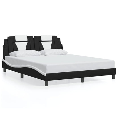 Giroletto Viana con LED senza Materasso Nero e Bianco 160x200 cm