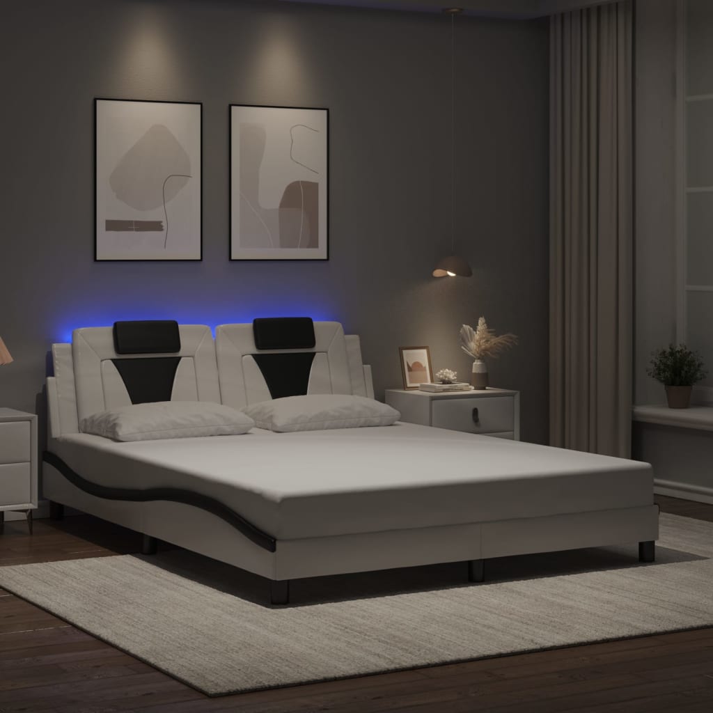 Giroletto Viana con LED senza Materasso Bianco e Nero 160x200 cm
