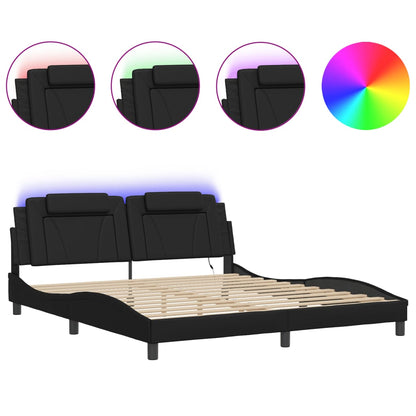 Giroletto Viana con LED senza Materasso Nero 180x200 cm