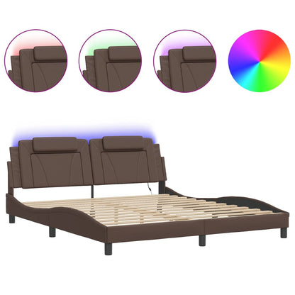 Giroletto Viana con LED senza Materasso Marrone 180x200 cm