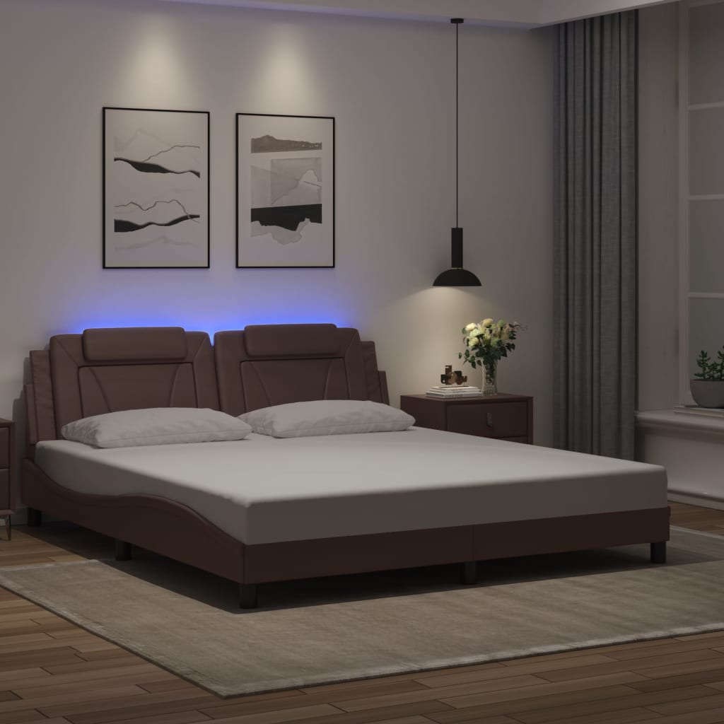 Giroletto Viana con LED senza Materasso Marrone 180x200 cm