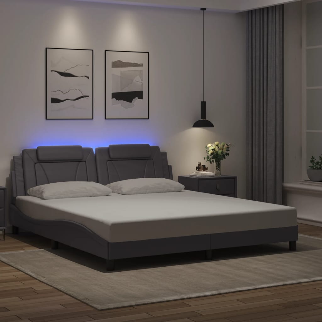Giroletto Viana con LED senza Materasso Grigio 180x200 cm